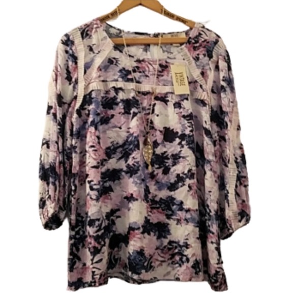 VINTAGE AMERICA Virginia Blues Flowy Boho Peasant Top Size Medium NEW - Picture 2 of 11